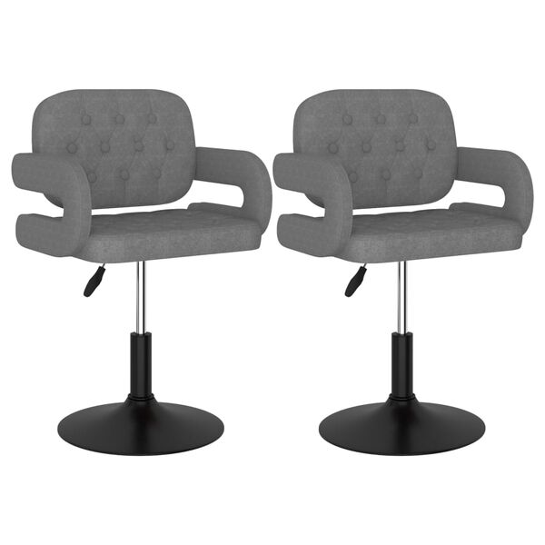 vidaXL Chaises pivotantes &agrave; manger lot de 2 Gris clair Tissu