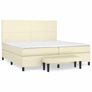 vidaXL Sommier &agrave; lattes de lit avec matelas Cr&egrave;me 200x200cm Similicuir