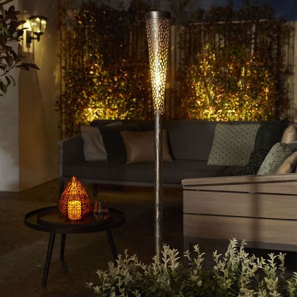 Luxform Lampe solaire &agrave; LED torche de jardin Plymouth Gris