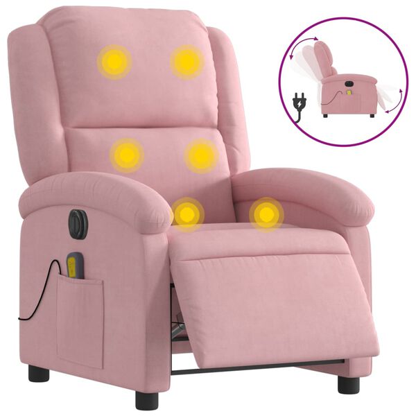vidaXL Fauteuil inclinable de massage &eacute;lectrique rose velours