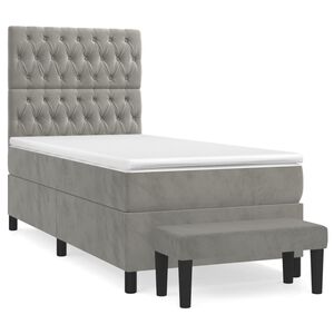 vidaXL Sommier &agrave; lattes de lit et matelas Gris clair 100x200cm Velours