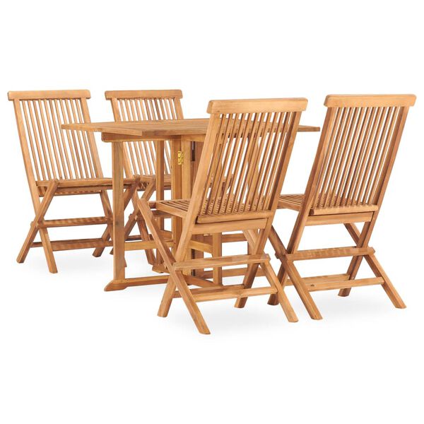 vidaXL Ensemble &agrave; manger d'ext&eacute;rieur pliable 5 pcs Bois solide de teck