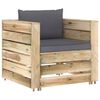 vidaXL Salon de jardin 2 pcs avec coussins Bois impr&eacute;gn&eacute; de vert