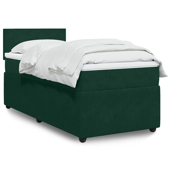 vidaXL Sommier &agrave; lattes de lit avec matelas Vert fonc&eacute; 100x200 cm