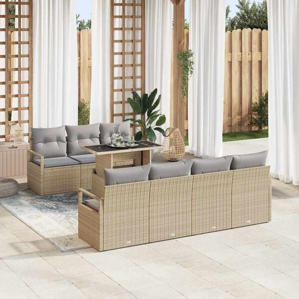 vidaXL Ensemble de canap&eacute; de jardin 8 pcs Beige et gris clair