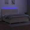 vidaXL Sommier &agrave; lattes de lit et matelas et LED Cr&egrave;me 200x200cm Tissu