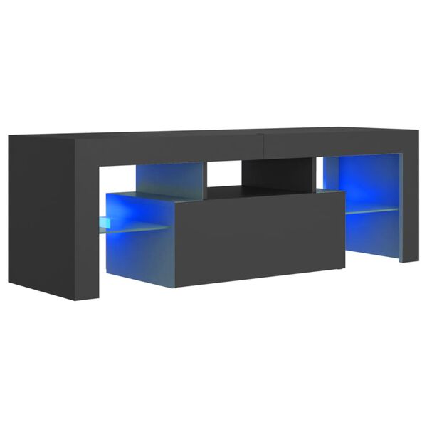 vidaXL Meuble TV avec lumi&egrave;res LED gris 120x35x40 cm