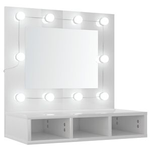 vidaXL Armoire &agrave; miroir avec LED Blanc brillant 60x31,5x62 cm
