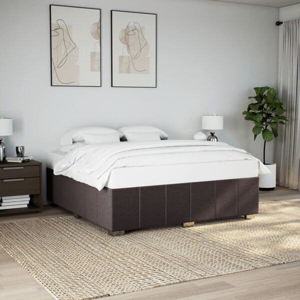 vidaXL Cadre de lit sans matelas marron fonc&eacute; 180x200 cm tissu