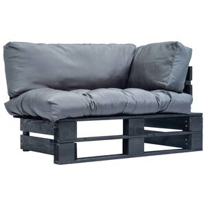 vidaXL Canap&eacute; de jardin palette avec coussins gris Pin&egrave;de