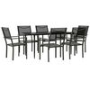 vidaXL Ensemble &agrave; manger de jardin 7 pcs noir textil&egrave;ne et acier