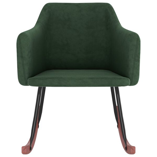 vidaXL Chaise &agrave; bascule Vert fonc&eacute; Velours