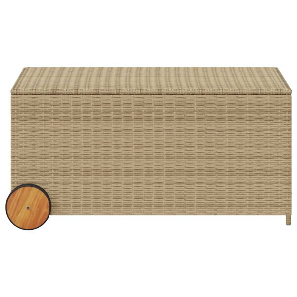 vidaXL Boîte de rangement de jardin et roues mélange beige 190L rotin