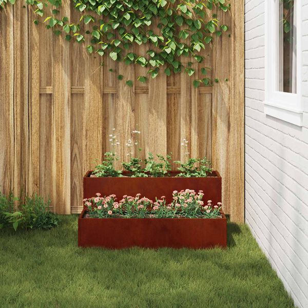 vidaXL Cache-pot de jardin Rouill&eacute; 100 x 60 x 45 cm Acier patin&eacute;