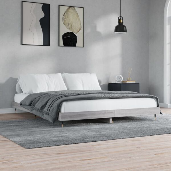 vidaXL Cadre de lit sans matelas sonoma gris 200x200 cm