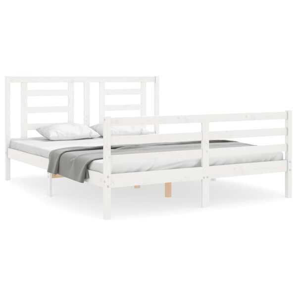 vidaXL Cadre de lit sans matelas blanc 160x200 cm bois massif