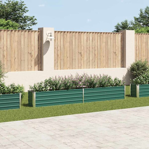 vidaXL Lit sur&eacute;lev&eacute; de jardin Acier galvanis&eacute; 320x40x45 cm Vert