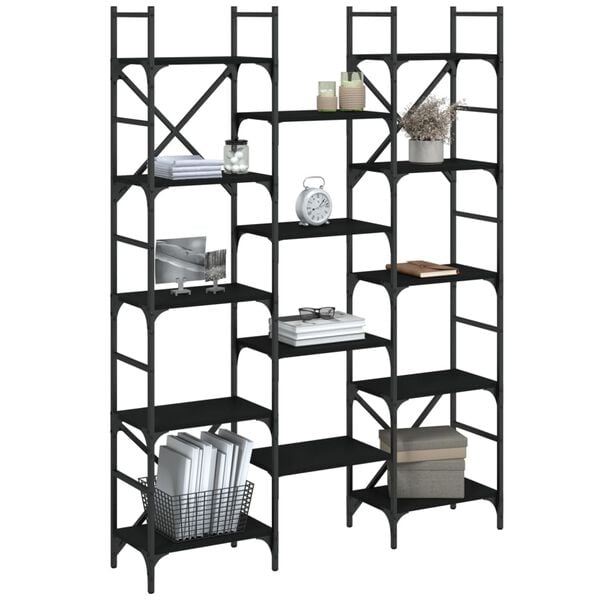 vidaXL Biblioth&egrave;que noir 127,5x28,5x172,5 cm bois d'ing&eacute;nierie