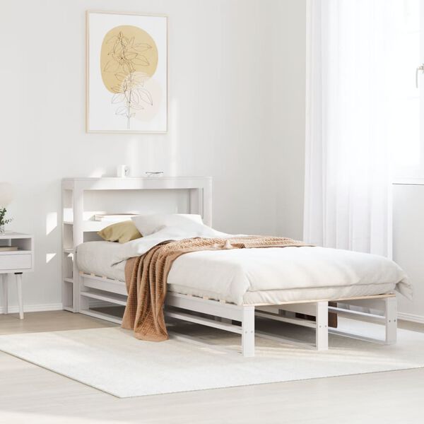 vidaXL Cadre de lit sans matelas blanc 90x190 cm bois de pin massif
