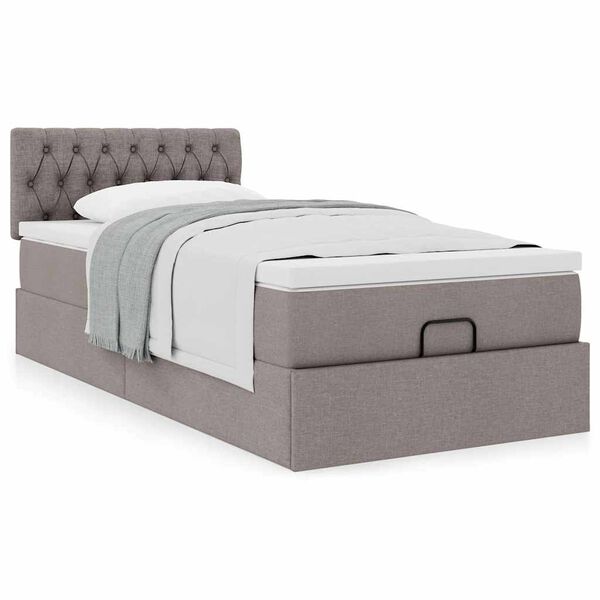 vidaXL Lit ottoman avec matelas taupe 100x200 cm tissu