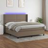 vidaXL Sommier &agrave; lattes de lit matelas LED Taupe 180x200 cm Tissu