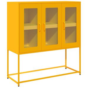 vidaXL Buffet jaune moutarde 100,5x39x107 cm acier laminé à froid