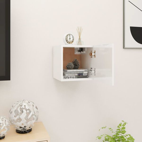 vidaXL Meuble TV mural Blanc brillant 30,5x30x30 cm