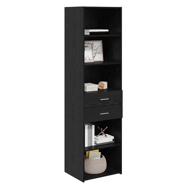 vidaXL Haut Armoire Ch&ecirc;ne noir 50 x 42,5 x 185 cm Bois d'ing&eacute;nierie