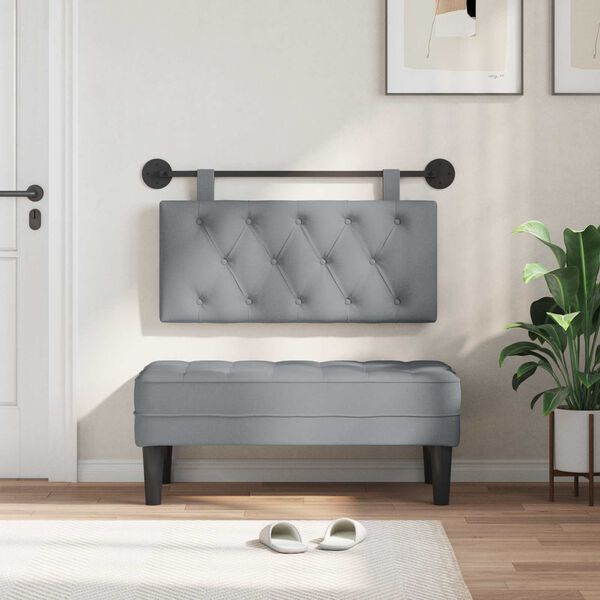 vidaXL T&ecirc;te de lit suspendue Gris clair 100 x 55 x 7 cm tissu