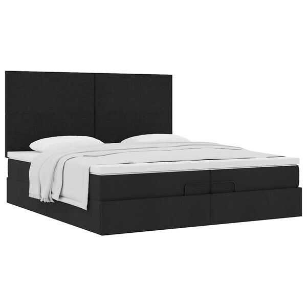 VidaXL Cadre de lit ottoman avec matelas noir 200x200cm tissu