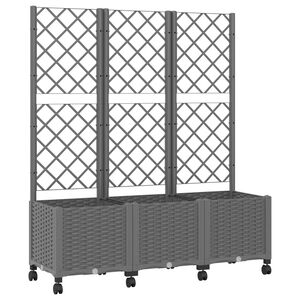 vidaXL Bac de jardin avec treillis et roues Gris clair PP