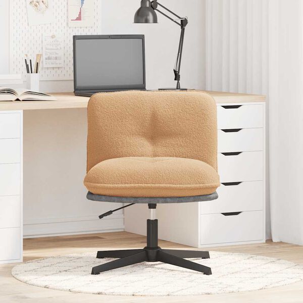 vidaXL Chaise pivotante de bureau beige boucl&eacute; comme de la laine tissu