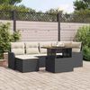 vidaXL Ensemble de canap&eacute; de jardin 7 pcs Noir Poly rotin