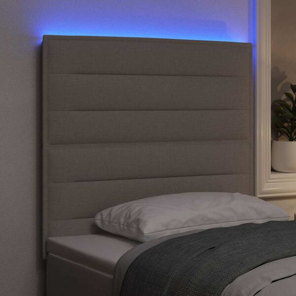 vidaXL T&ecirc;te de lit LED avec bandes LED Taupe 90 cm tissu