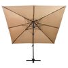 vidaXL Parasol de jardin d&eacute;port&eacute; avec double plateau 300 x 300 cm Taupe