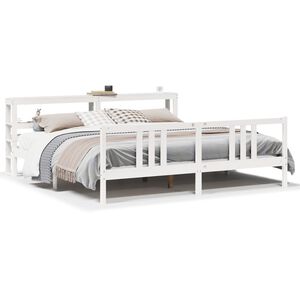 vidaXL Cadre de lit avec t&ecirc;te de lit sans matelas blanc 200x200 cm