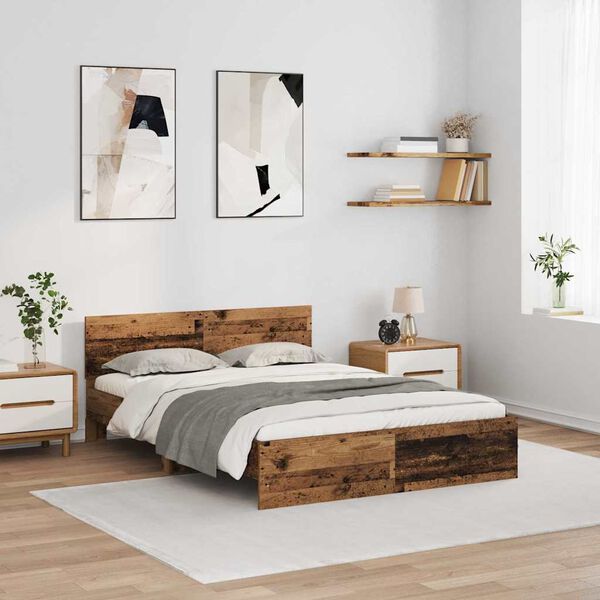 vidaXL Cadre de lit Bois Ancien 160 x 200 cm Bois d'ing&eacute;nierie