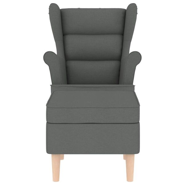 vidaXL Fauteuil avec repose-pied Gris foncé Tissu