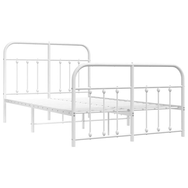 vidaXL Cadre de lit m&eacute;tal sans matelas et pied de lit blanc 120x190 cm