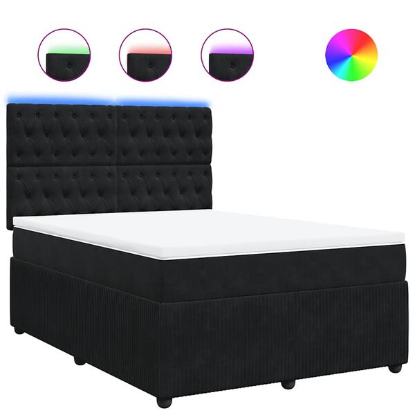 vidaXL Sommier &agrave; lattes de lit avec matelas Noir 140x190 cm Velours