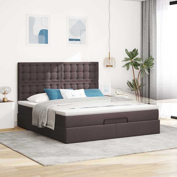 VidaXL Cadre de lit ottoman avec matelas marron foncé 160x200 cm tissu