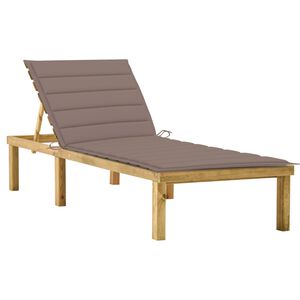 vidaXL Chaise longue avec coussin taupe Bois de pin impr&eacute;gn&eacute;