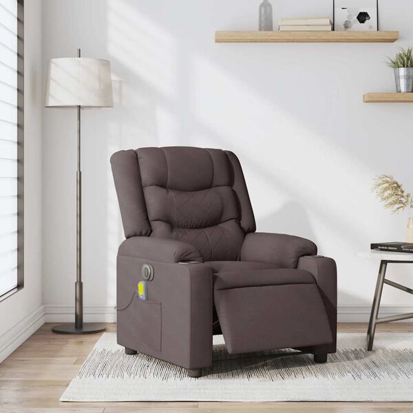 vidaXL Fauteuil de massage inclinable électrique Marron foncé Tissu