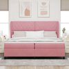vidaXL Lit &agrave; ressorts avec matelas Rose 200 x 200 cm Polyester
