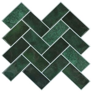 vidaXL Carreau en chevron 20 pc Vert fonc&eacute; 30 x 30 cm