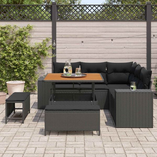 vidaXL Ensemble de canap&eacute; de jardin avec coussin 8 pcs Noir