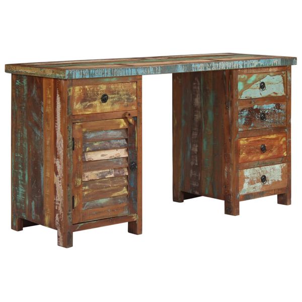 vidaXL Bureau sur pieds Bois de r&eacute;cup&eacute;ration massif 140 x 50 x 77 cm