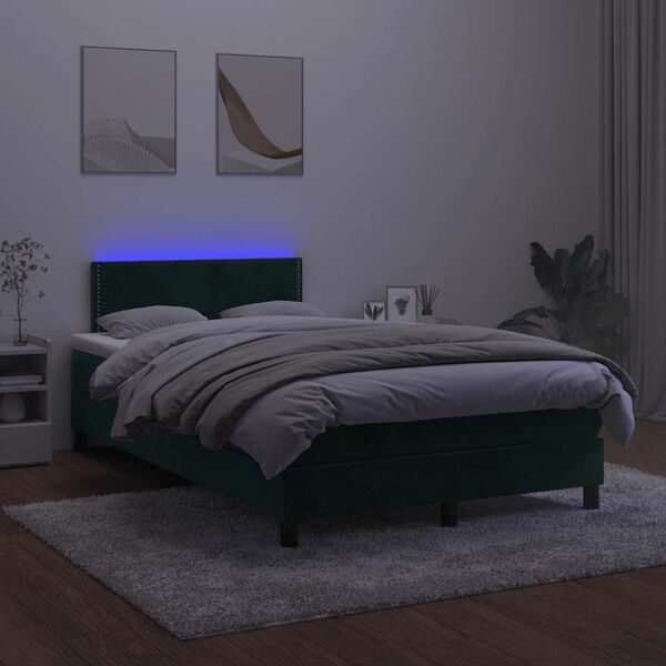 vidaXL Sommier &agrave; lattes de lit avec matelas LED vert fonc&eacute; 120x190 cm
