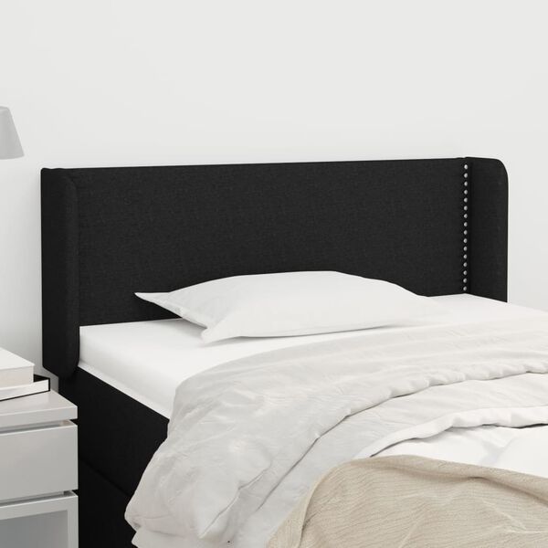 vidaXL T&ecirc;te de lit avec oreilles Noir 83x16x78/88 cm Tissu