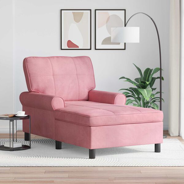 vidaXL Chaise longue avec coussin Rose 91 x 157 x 91 cm Velours